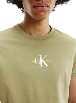 T-Shirt Calvin Klein Monogram Logo Grün Herren