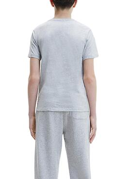 T-Shirt Calvin Klein Logo Brillante Grau Junge