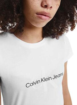 T-Shirt Calvin Klein Reflective Logo Weiss Mädchen