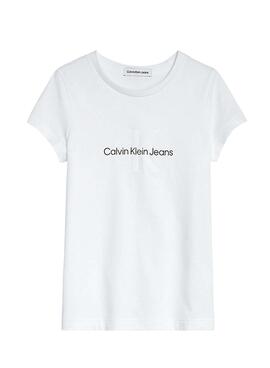 T-Shirt Calvin Klein Reflective Logo Weiss Mädchen