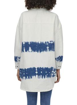 Hemd Denim Only Kasia Tie Dye Weiss Damen