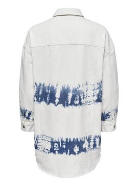 Hemd Denim Only Kasia Tie Dye Weiss Damen