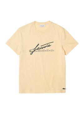 T-Shirt Lacoste Signature Gelb für Herren