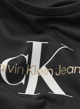 T-Shirt Calvin Klein Reflective Logo Schwarz Mädchen