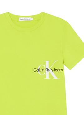 T-Shirt Calvin Klein Logo Brillante Gelb Junge