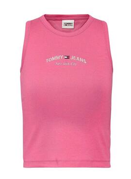 T-Shirt Tommy Jeans Crop Timeless Pinke Damen