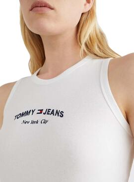 T-Shirt Tommy Jeans Crop Timeless Weiss Damen