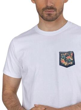 T-Shirt El Pulpo Taschenblumen Weiss Herren