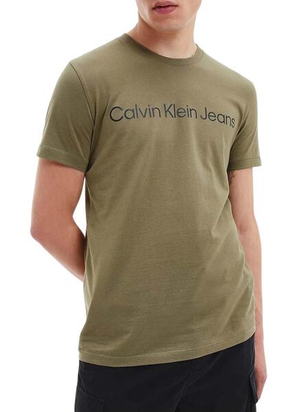 T-Shirt für Klein Logo Herren Grün Calvin