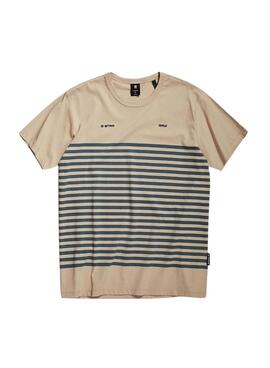 T-Shirt G-Star Placed Stripe Graphic Beige Herren