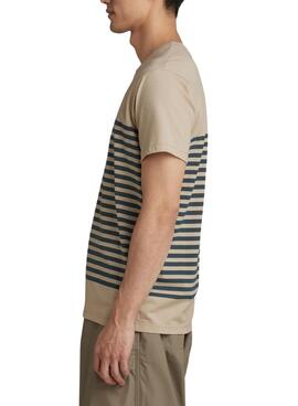 T-Shirt G-Star Placed Stripe Graphic Beige Herren