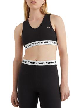 Top Tommy Jeans Super Crop Schwarz für Damen