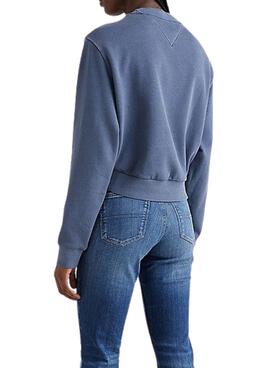 Sweatshirt Tommy Jeans Crop Timeless Marineblau Damen