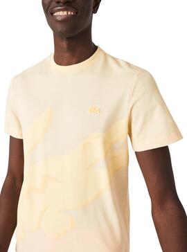 T-Shirt Lacoste Croco Oversize Amarilla Herren