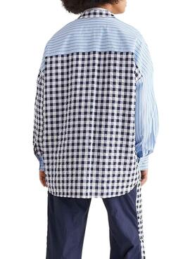 Hemd Tommy Jeans Gingahm Stripe Blau Damen