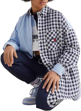 Hemd Tommy Jeans Gingahm Stripe Blau Damen