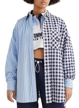 Hemd Tommy Jeans Gingahm Stripe Blau Damen
