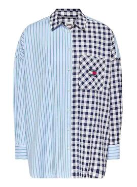 Hemd Tommy Jeans Gingahm Stripe Blau Damen