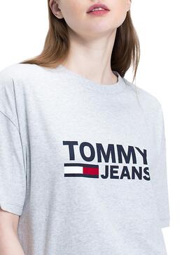 T- Shirt Tommy Jeans Flag Grau