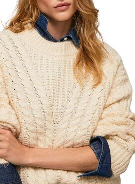 Pullover Pepe Jeans Trenzado Beige für Damen