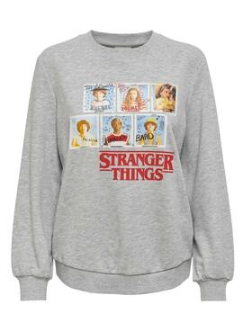 Sweatshirt Only Stranger Things Grau für Damen