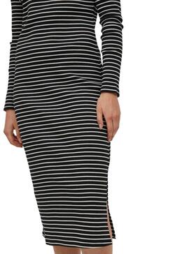 Kleid Vila Balu Bodycon Streifen Schwarz für Damen