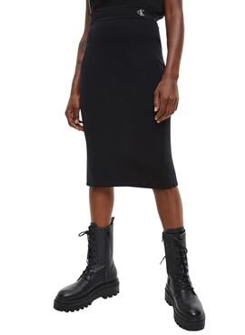 Rock Calvin Klein Midi Knitted für Damen Schwarz