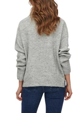 Pullover Vila Vicilia Rollkragenpullover für Damen Grau