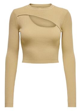 Pullover Only Liza Peek a Boo für Damen Beige