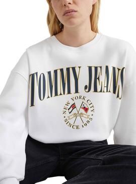 Sweatshirt Tommy Jeans Crop Relaxed Damen Weiss