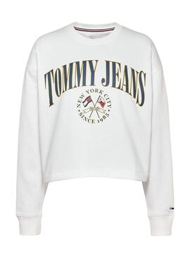 Sweatshirt Tommy Jeans Crop Relaxed Damen Weiss