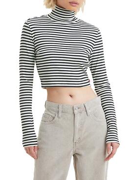 Pullover Levis Erker Printed von Streifen Damen Schwarz