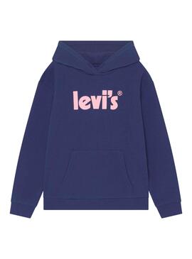 Sweatshirt Levis Logotipo Kapuze für Mädchen Marineblau