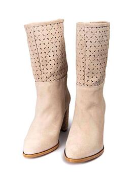 Stiefelette Popa Lola Picado Beige für Damen