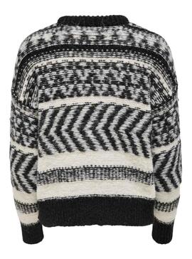 Pullover Only Monolisa Life Damen Schwarz und Weiss