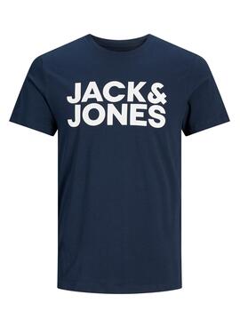 T-Shirt Jack & Jones Corp Logo Slim Marineblau