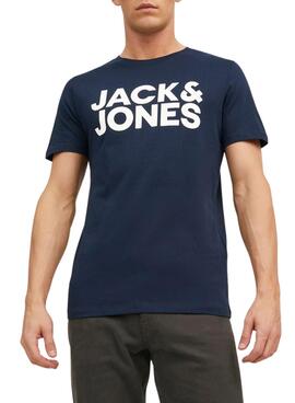 T-Shirt Jack & Jones Corp Logo Slim Marineblau