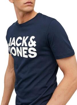 T-Shirt Jack & Jones Corp Logo Slim Marineblau