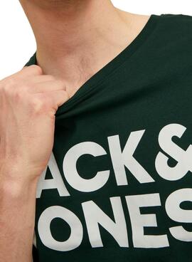 T-Shirt Jack & Jones Corp Logo Slim Grün