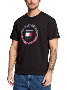 T-Shirt Tommy Jeans Logo Radial Schwarz