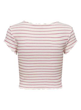 T-Shirt Only Anits Rosa und Weiss für Damen