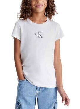 T-Shirt Calvin Klein Micro Monogram Weiss Mädchen