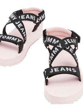 Sandalen Tommy Jeans Logo Rosa für Damen