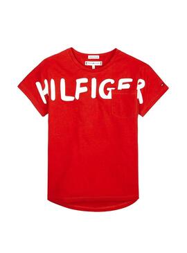 T-Shirt Tommy Hilfiger Bold Text Rot Mädchen