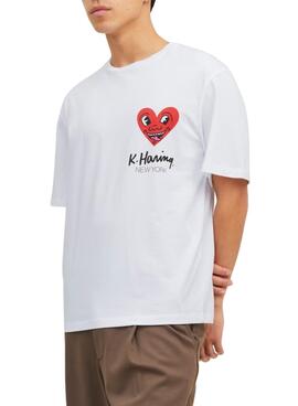 T-Shirt Jack & Jones Keith Haring Weiss Herren