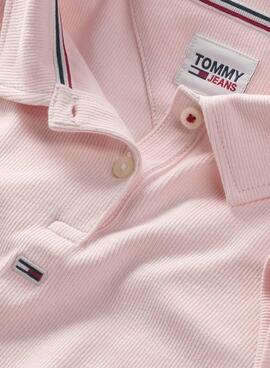 Polo Tommy Jeans Cropped Rib Rosa für Damen