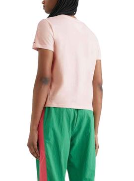 T-Shirt Tommy Jeans Serif Rosa für Damen