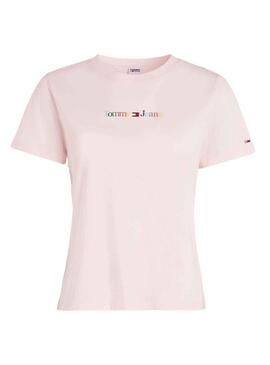 T-Shirt Tommy Jeans Serif Rosa für Damen