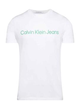 T-Shirt Calvin Klein Logo Slim Weiss für Herren