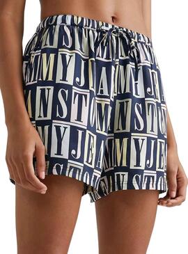 Shorts Tommy Jeans Spellout Marineblau für Damen